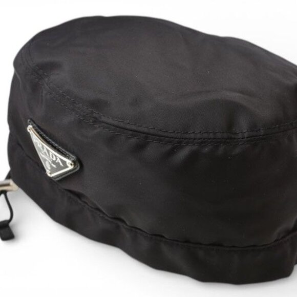 Prada Hat Beret Re-Nylon Triangle Logo Black main image 5